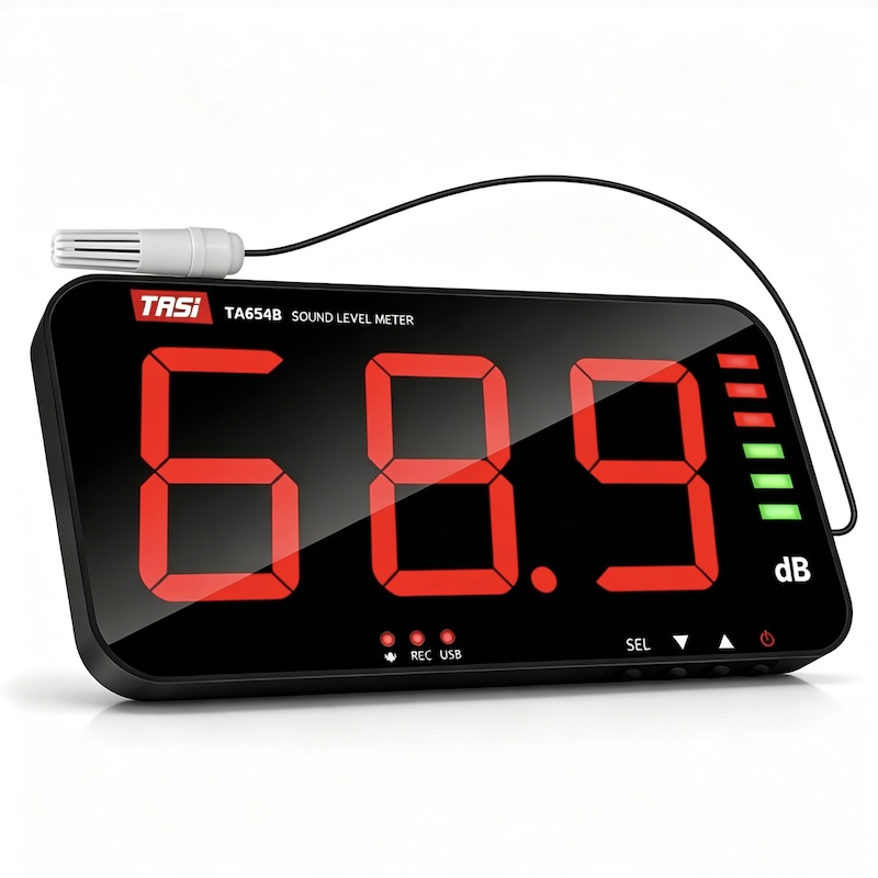 Serie TA654 Sonómetro Digital de Pantalla Grande con Micrófono Externo