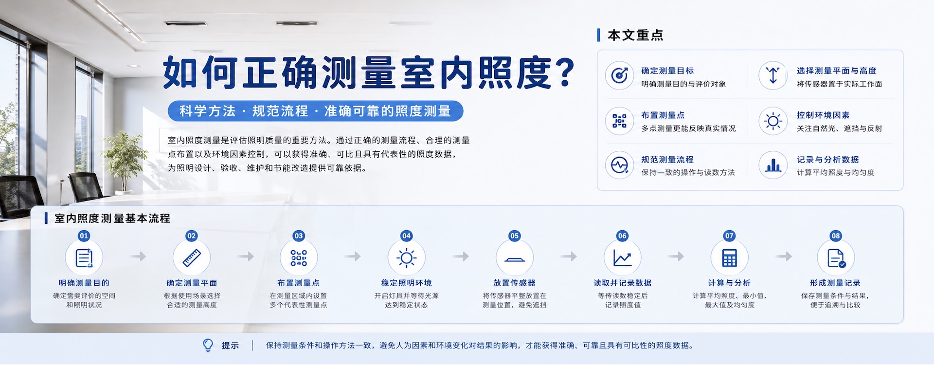 如何正确测量室内照度？