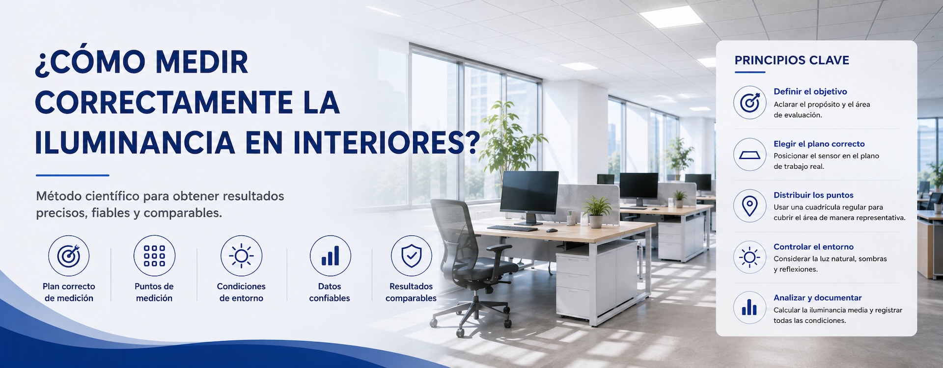 ¿Cómo medir correctamente la iluminancia en interiores?