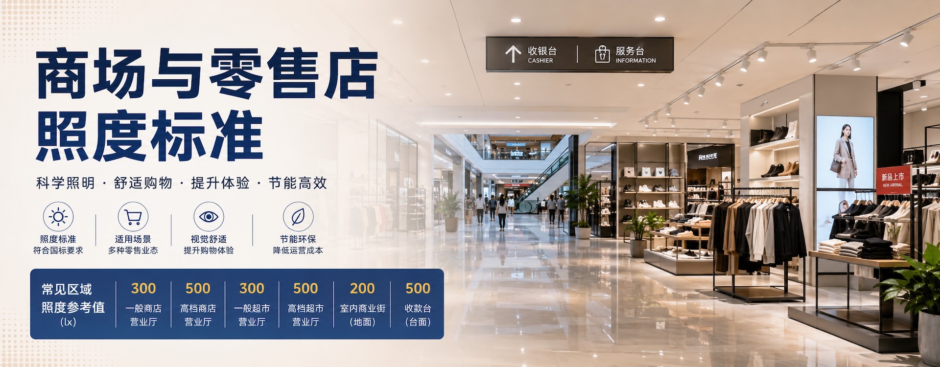商场与零售店照度标准