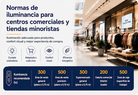 Normas de iluminación para centros comerciales y tiendas minoristas