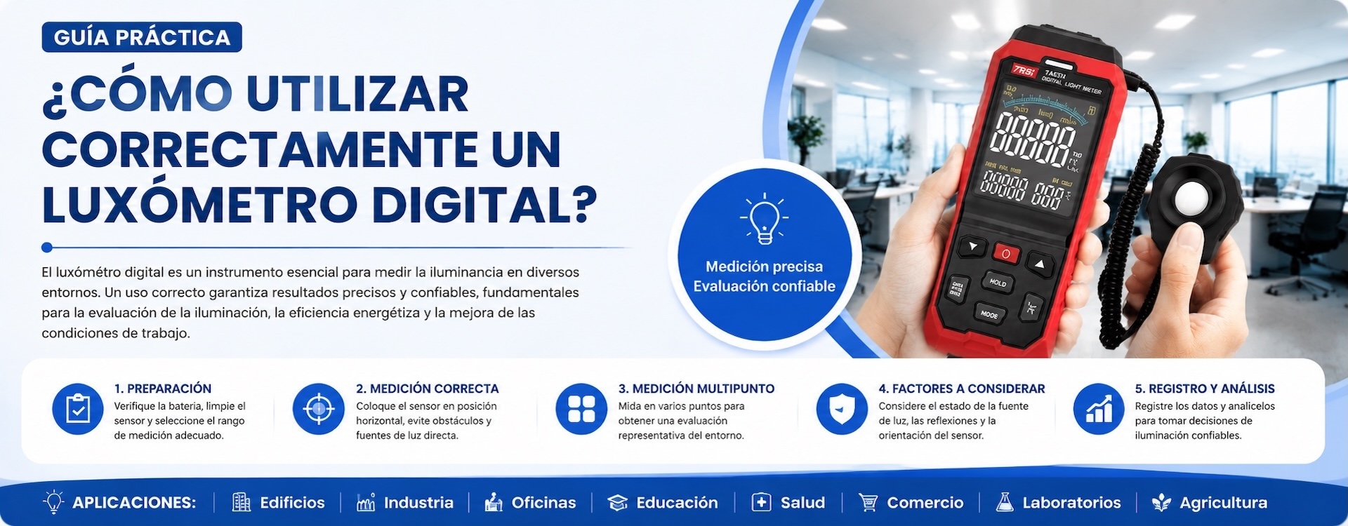 ¿Cómo utilizar correctamente un luxómetro digital?