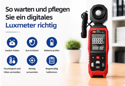 Wie pflegt und wartet man ein digitales Luxmeter richtig?