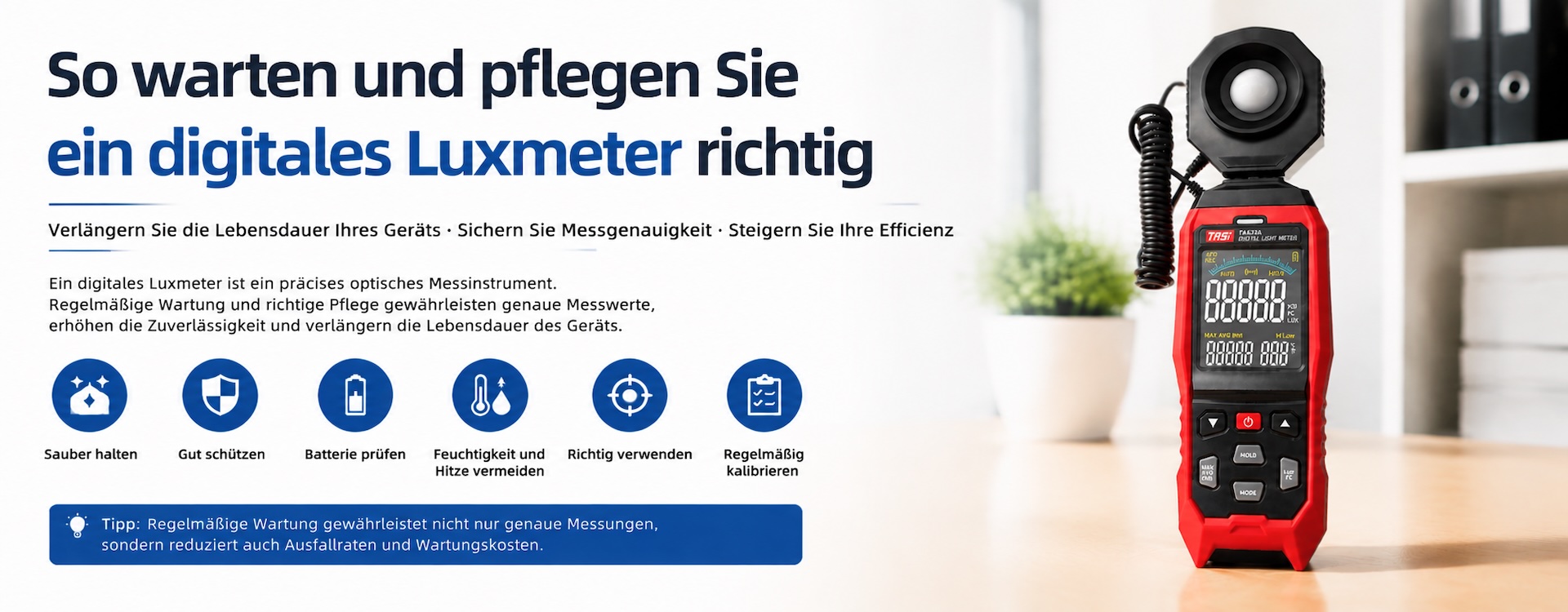 Wie pflegt und wartet man ein digitales Luxmeter richtig?
