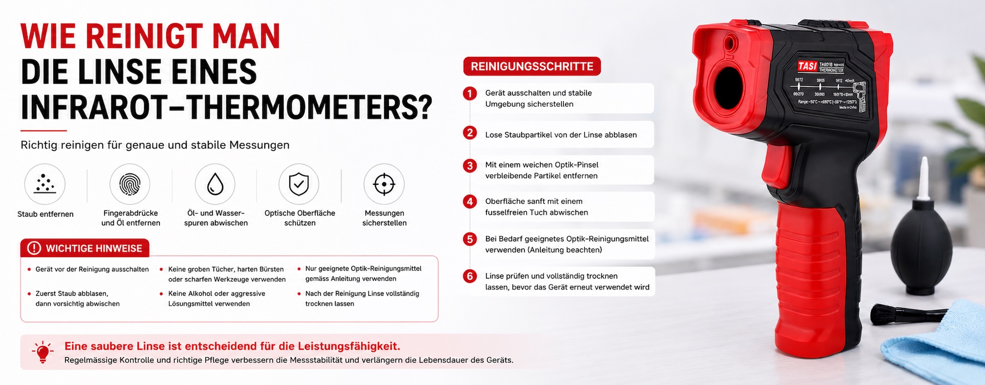 Wie reinigt man die Linse eines Infrarot-Thermometers richtig?