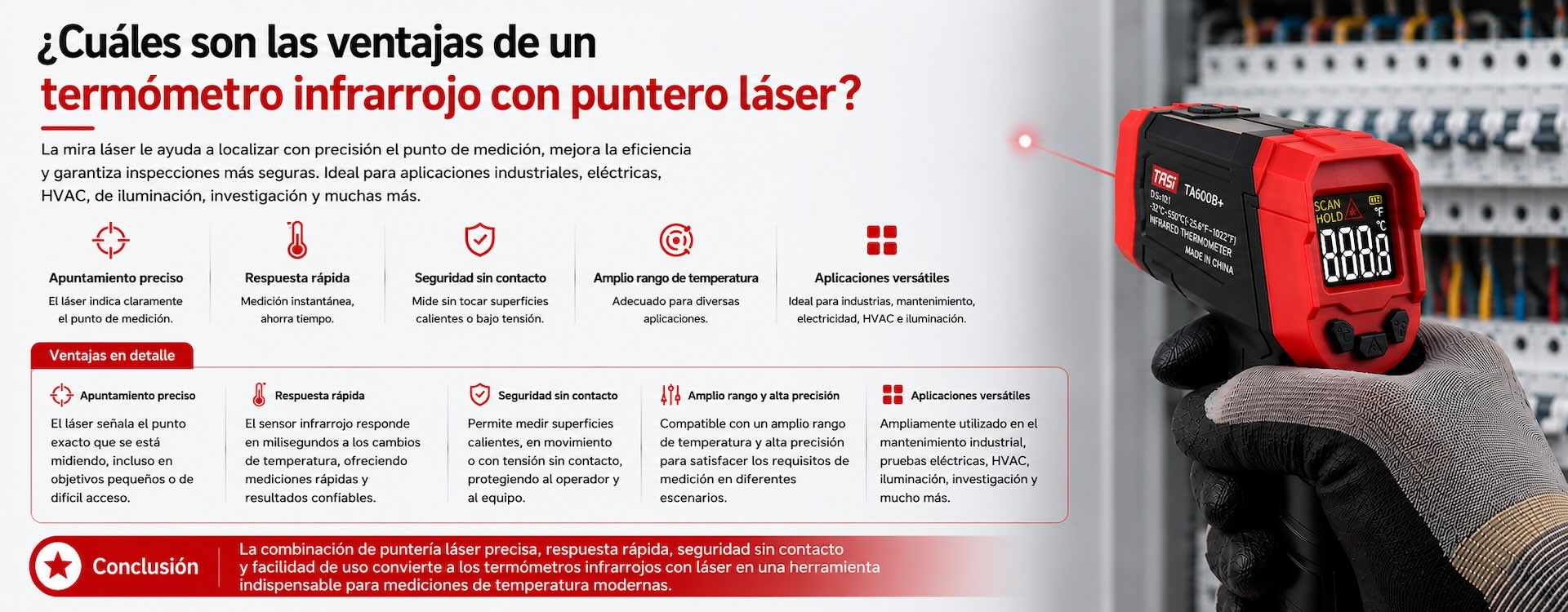 ¿Qué ventajas ofrece un termómetro infrarrojo con puntero láser?