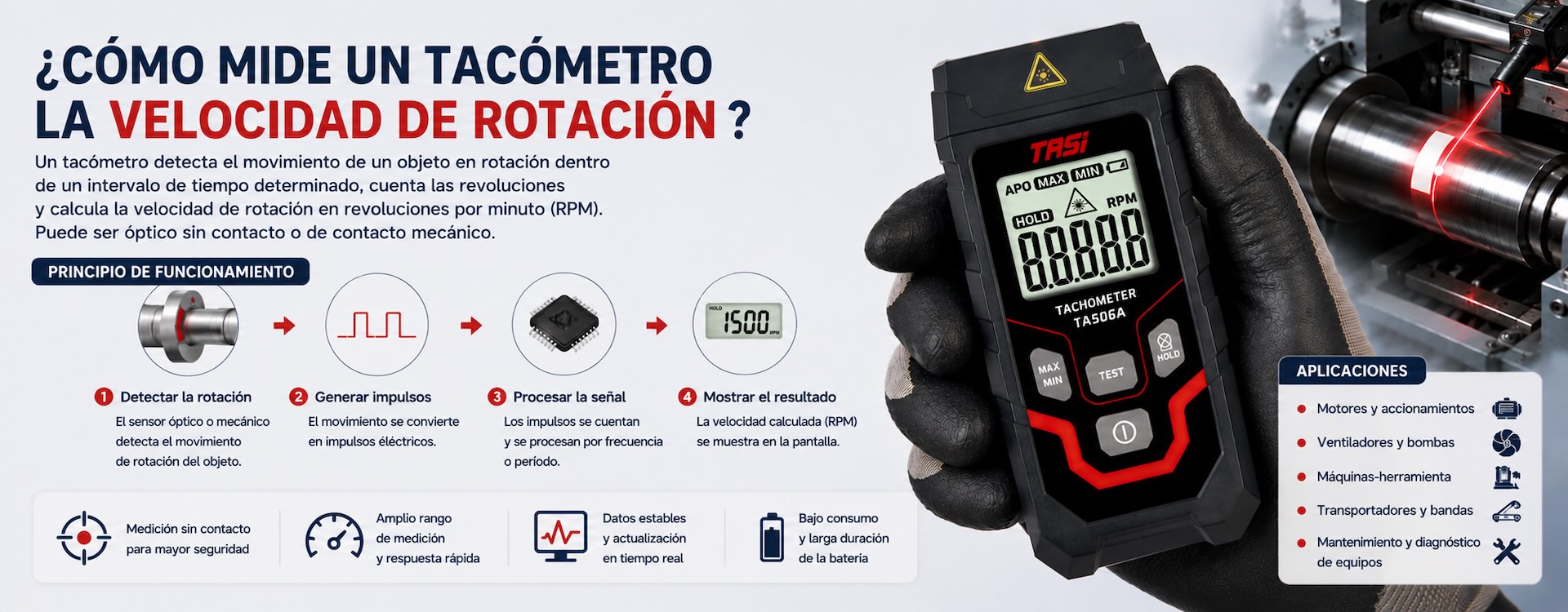 ¿Cómo mide las revoluciones un tacómetro?