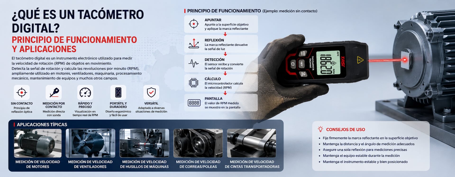 ¿Qué es un tacómetro digital? Principio de funcionamiento y aplicaciones