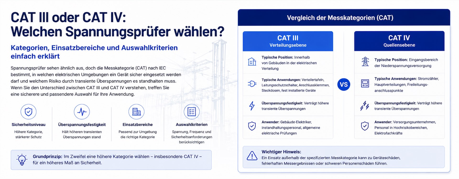 CAT III oder CAT IV: Welcher Spannungsprüfer ist die richtige Wahl?