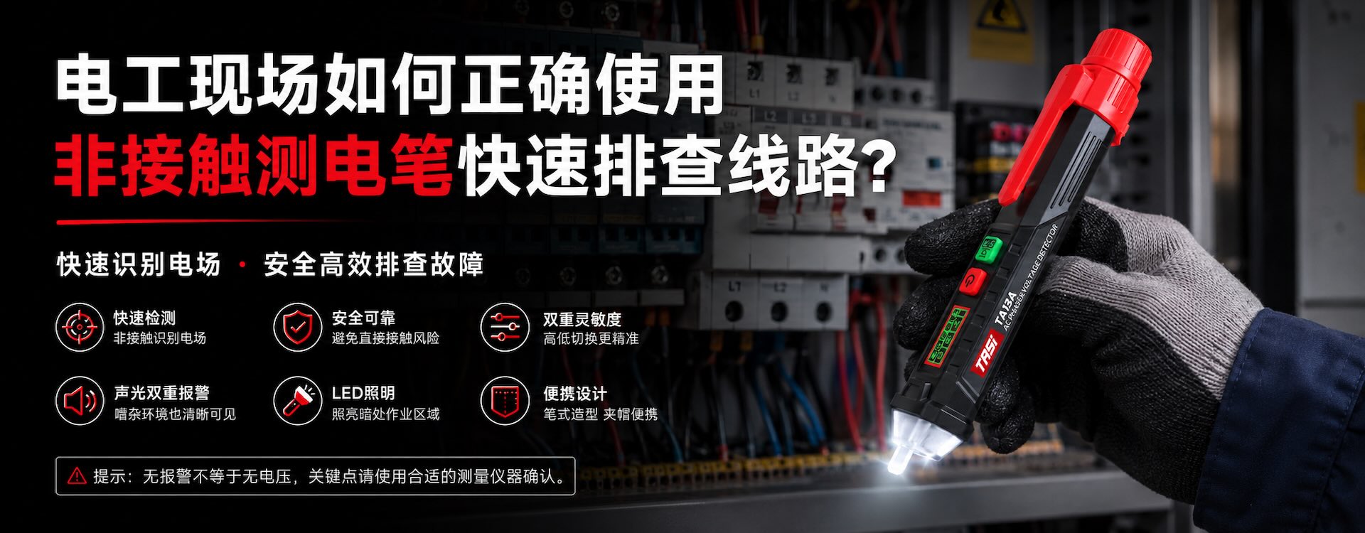 电工现场如何正确使用非接触测电笔快速排查线路?