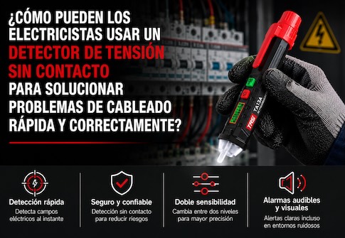 ¿Cómo utilizar correctamente un detector de tensión sin contacto para localizar rápidamente fallos eléctricos?