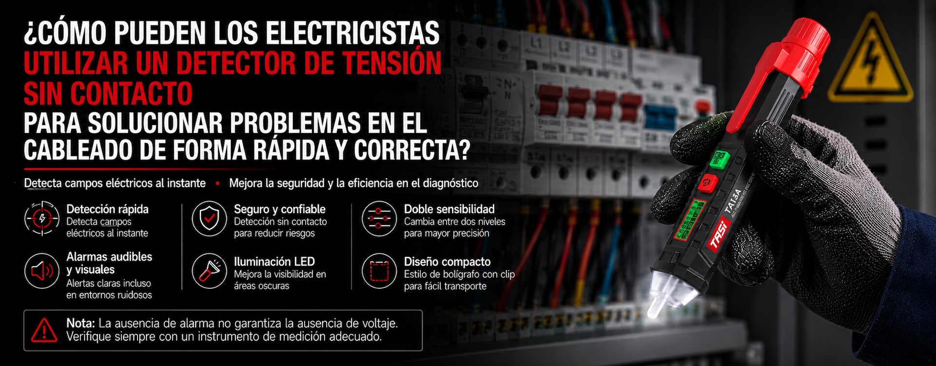 ¿Cómo utilizar correctamente un detector de tensión sin contacto para localizar rápidamente fallos eléctricos?