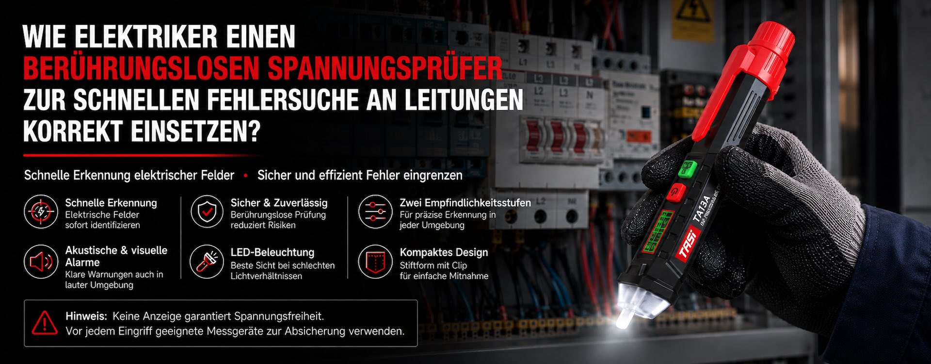 Wie Elektriker mit einem berührungslosen Spannungsprüfer Leitungen vor Ort schnell und richtig prüfen
