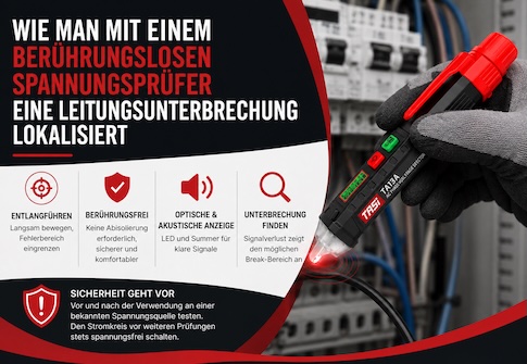 Wie prüft man Leitungen in einem Verteilerkasten mit einem berührungslosen Spannungsprüfer?