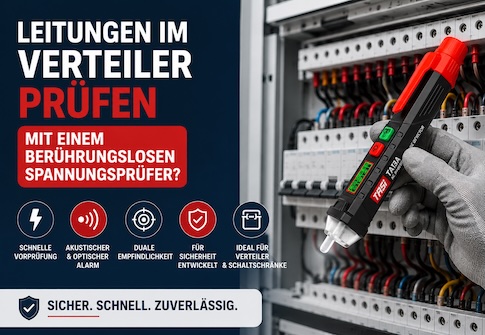 Wie lässt sich mit einem berührungslosen Spannungsprüfer eine Leitungsunterbrechung lokalisieren?