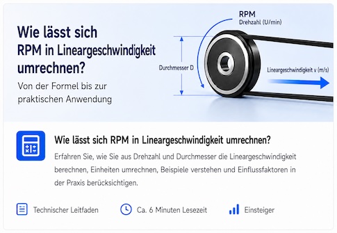 Wie lässt sich RPM in Lineargeschwindigkeit umrechnen?
