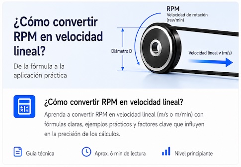 ¿Cómo convertir RPM en velocidad lineal?